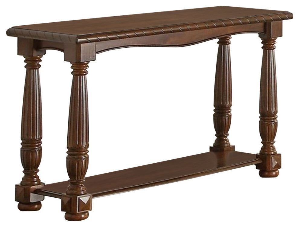 Benzara BM171402 Wooden Console Table With Bottom Shelf, Brown