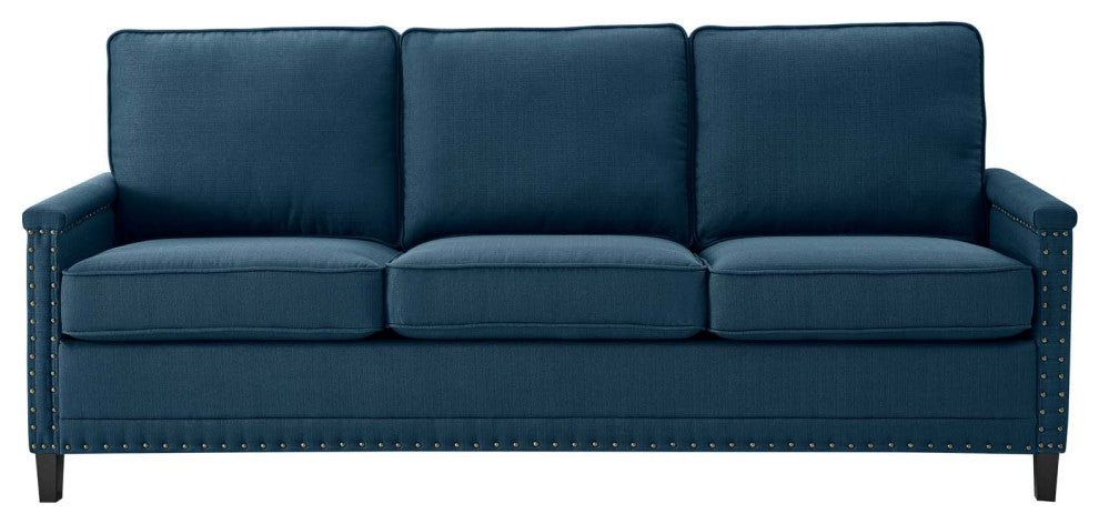 Sofa, Fabric, Navy Blue, Modern, Living Lounge Room Hotel Lobby Hospitality