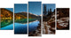 Blue Clear Lake with Mountains, Landscape Canvas Print, 60"x32", 5 Panels