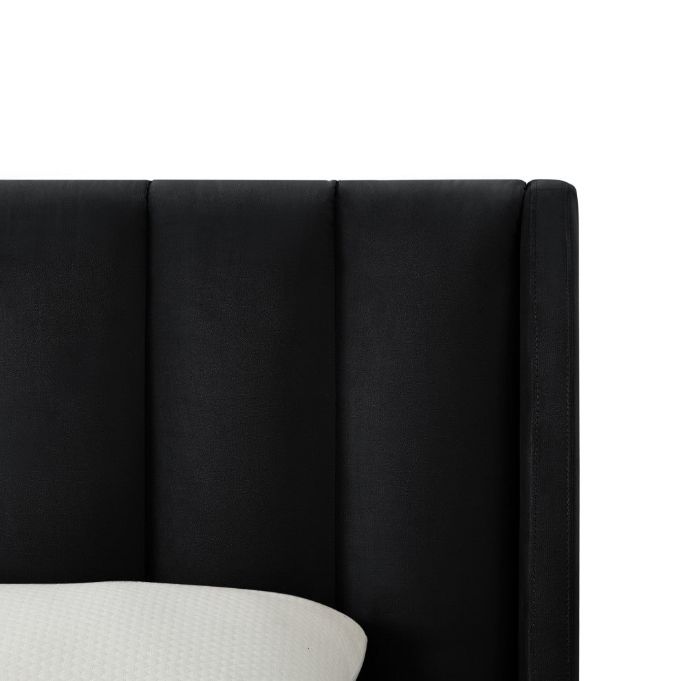 Loft Lyfe Eliyahu Bed Upholstered, Black Velvet Queen