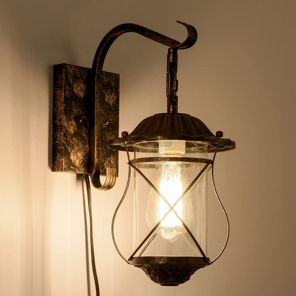 Art Cage Wall Light Fixture Rust Industrial Glass Wall Lighting