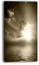 "Sepia Toned Cloudy Sunrise" Landscape Art Print Canvas, 16"x32"