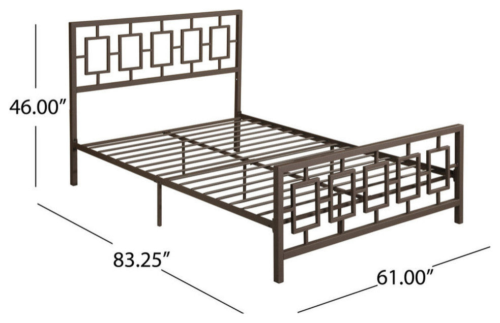 GDF Studio Dawn Modern Queen Low-Profile Geometric Platform Bed Frame, Hammered