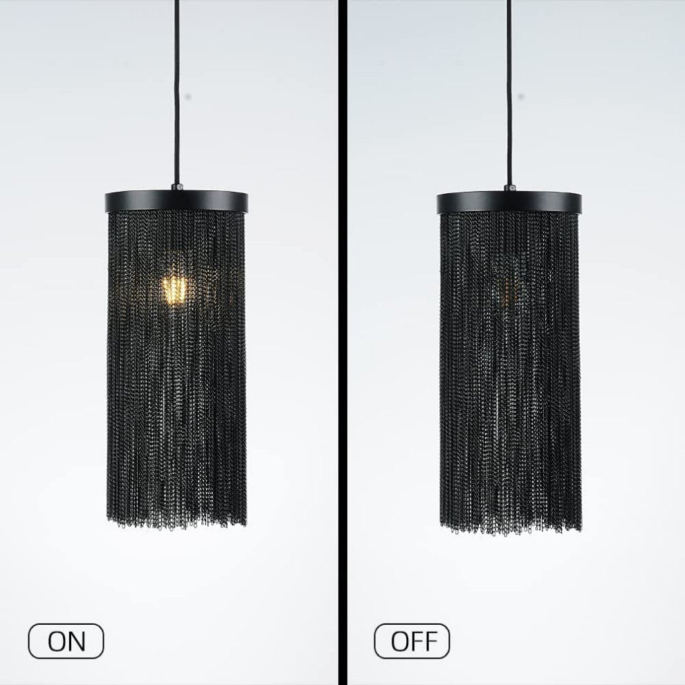 Cylinder Pendant Lights for Kitchen Mini Matte Black Vintage Hanging Light