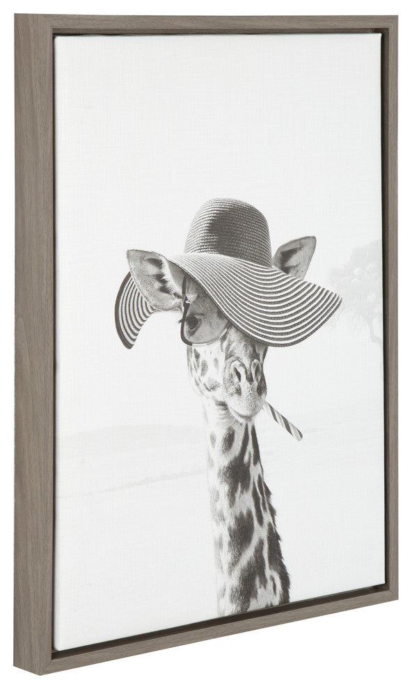 Sylvie Sarifa Giraffe Gray Framed Canvas Wall Art by Simon Te Tai