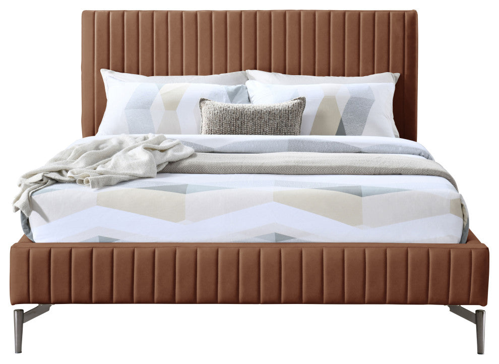 Gallo Vegan Leather Upholstered Bed, Cognac, King
