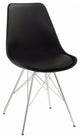 Benzara BM160831 Contemporary Dining Chair With Chrome Legs, Black, Set of 2