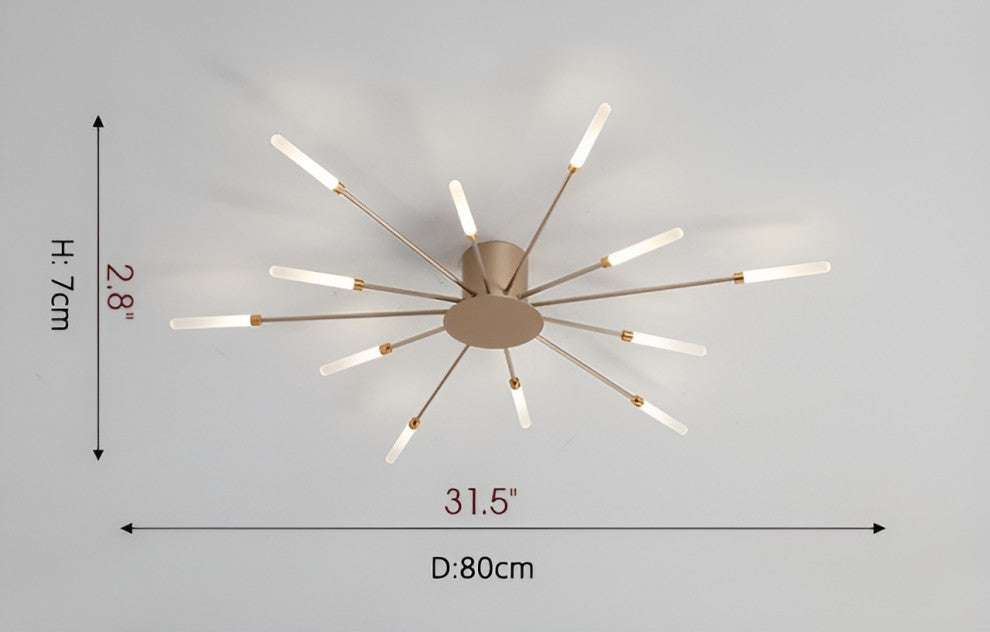 Brugg | Modern LED Dandelion Ceiling Light, Gold, 12 Heads
