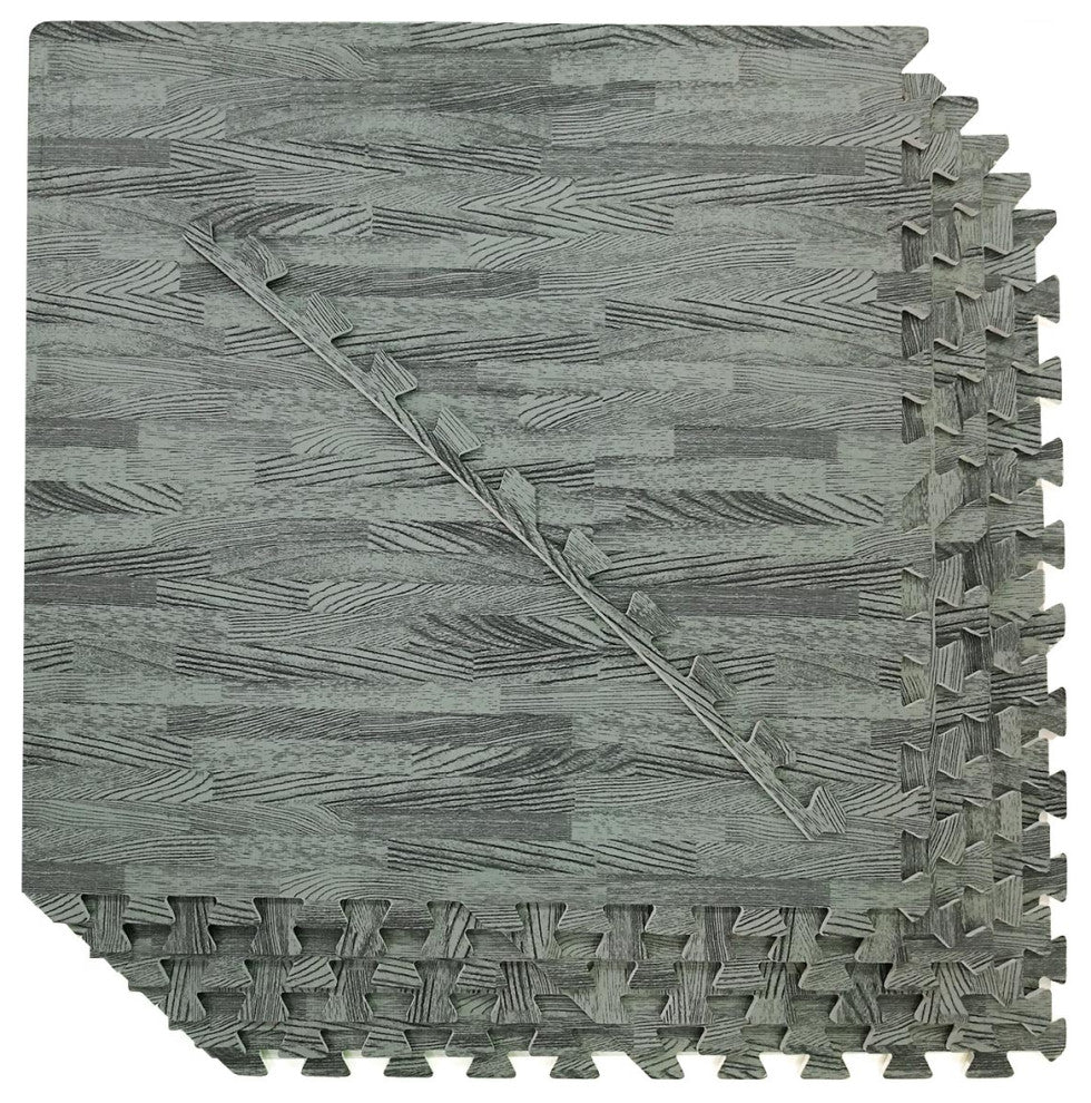 100 Square Foot EVA Sea Haze Grey Wood Grain Foam Interlocking Mat