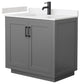 36"SGL Vanity Dark Gray, Light-Vein Carrara Cult. Marble Top, Sink, Black Trim