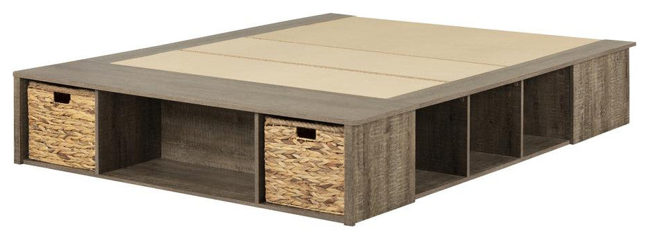 Prairie Storage Bed with Baskets, Weathered Oak