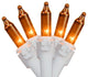 Set of 50 Orange Mini Christmas Lights 2.5" Spacing - White Wire