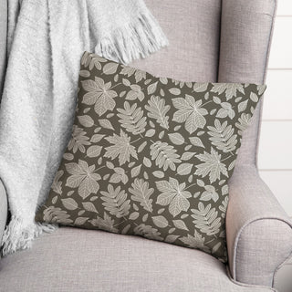Gray Leaf Pattern 16x16 Spun Poly Pillow