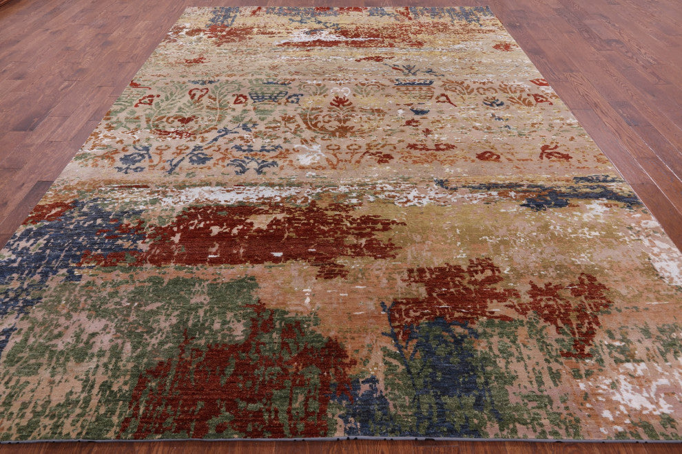 8' 11" X 11' 11" Persian Hand-Knotted Wool and Silk Rug Q6345