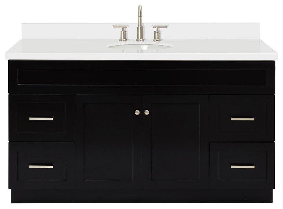 Ariel Hamlet 61" Oval Sink Bath Vanity, 1.5" White Quartz