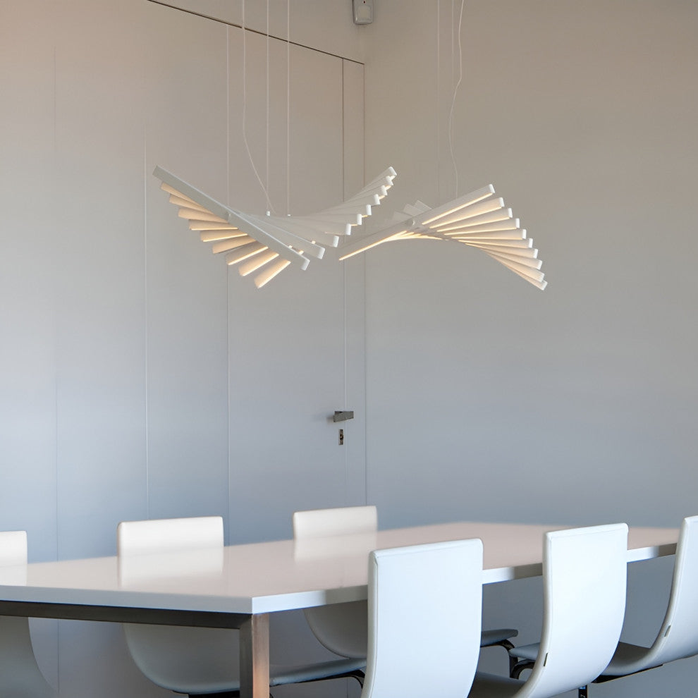 Acquaformosa | Black/White Art Minimalistic LED Pendant Chandelier, White, L18.9, Warm Light