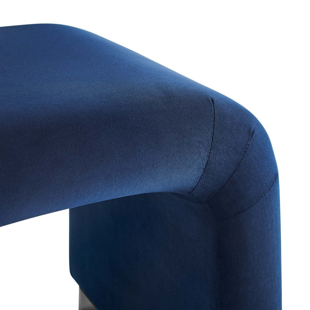 Koda Performance Velvet Waterfall Stool - Black Midnight Blue