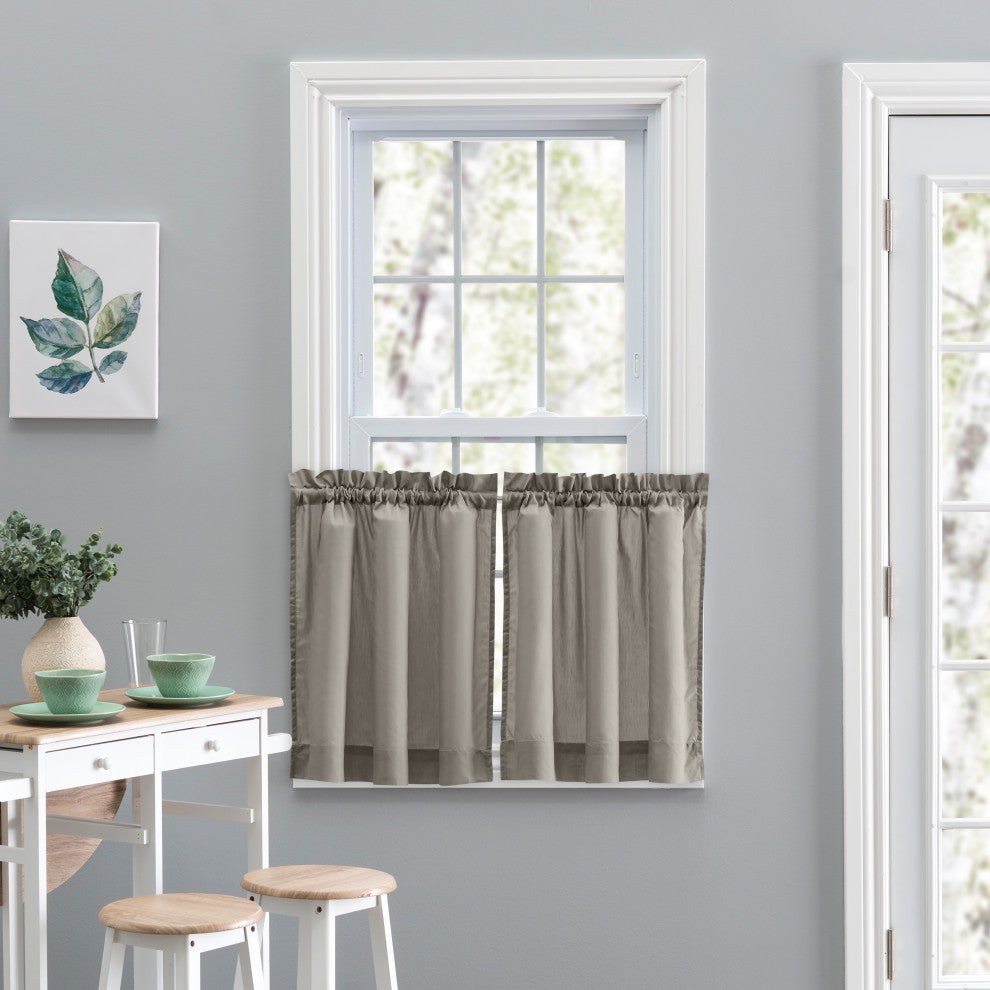 Ellis Curtain Stacey Tailored Tier Pair Curtains, Grey, 56"x24"