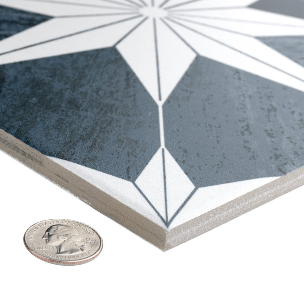 Cassis Stella Porcelain Floor and Wall Tile, Black Night