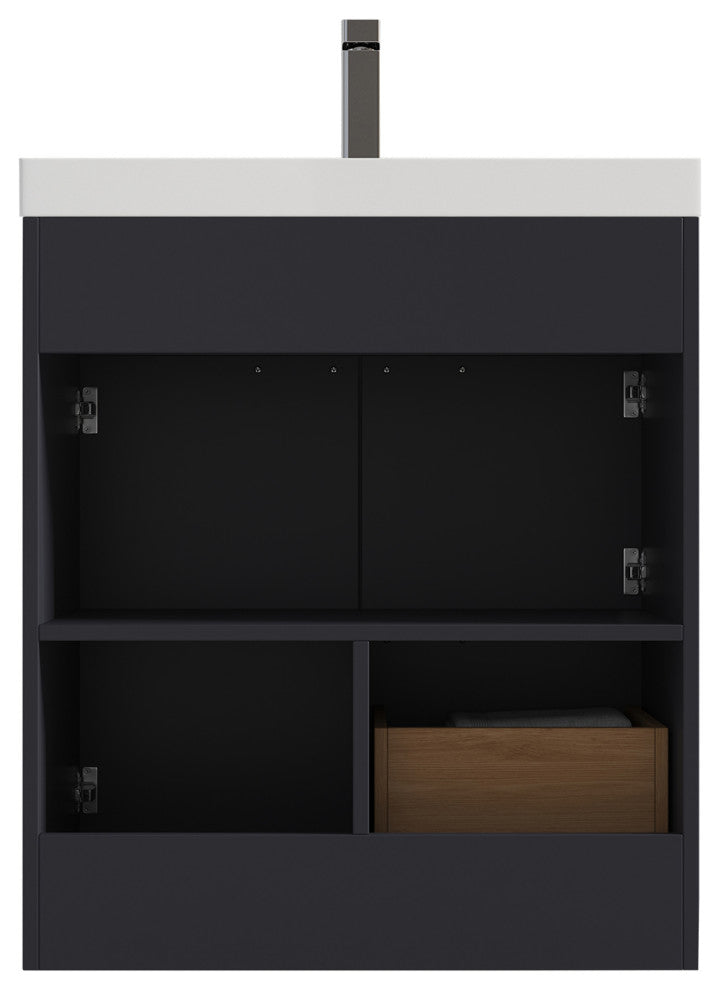 Freestanding Bathroom Vanity With Top Mount Sink, Charcoal, 30'' Acrylic Sink