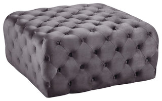 Ariel Velvet Upholstered Ottoman/Bench, Grey