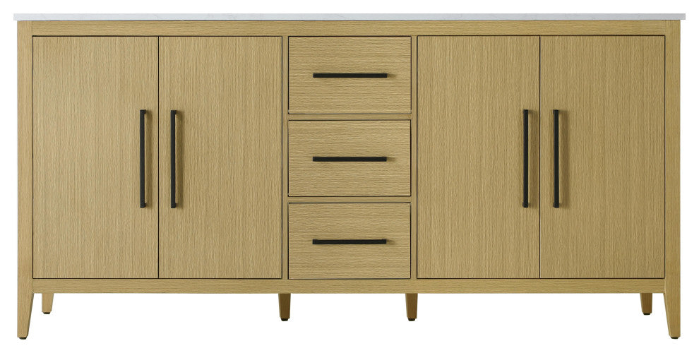 Home Living 72" Double Bathroom Vanity, Honey Brown
