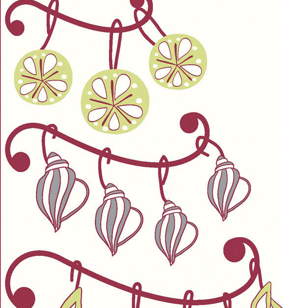 Beach Tree Decorative Holiday Geometric Print Hand Towel, Cranberry
