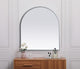 Metal Frame Arch Mirror 27X30 Inch, Silver