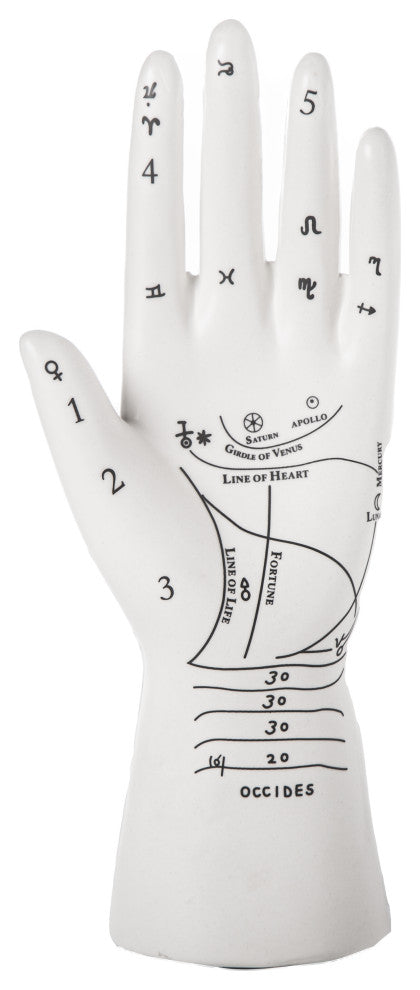 Ceramic Palmistry Hand Figurine Matte White Finish