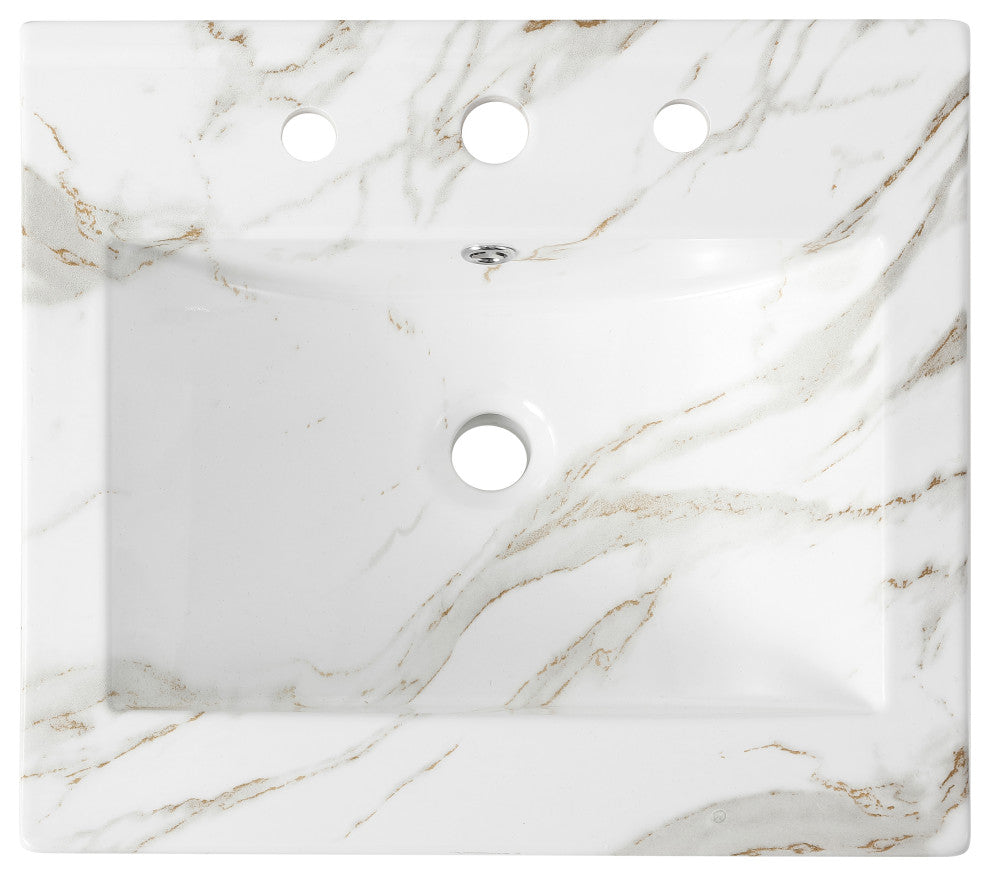 Ancillary 3-Hole Contemporary Rectangular Ceramic Single Sink Basin Vanity Top