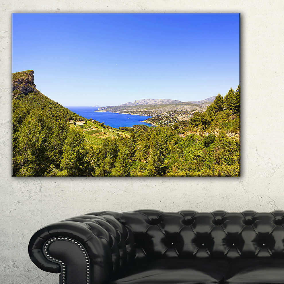 "Cassis Bay From Route Des Cretes" Landscape Wall Art Print, 32"x16"