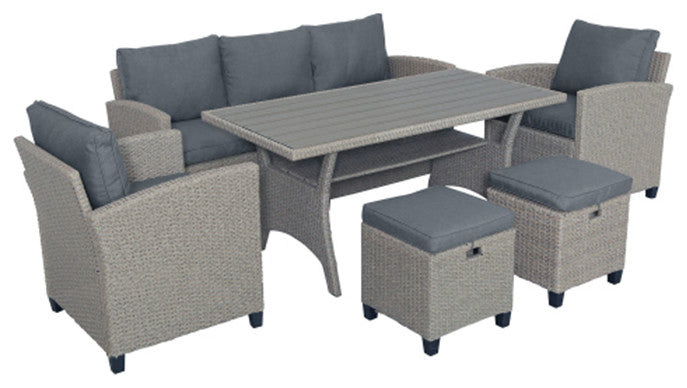 6 Piece Rattan Wicker Set Patio Garden Furniture