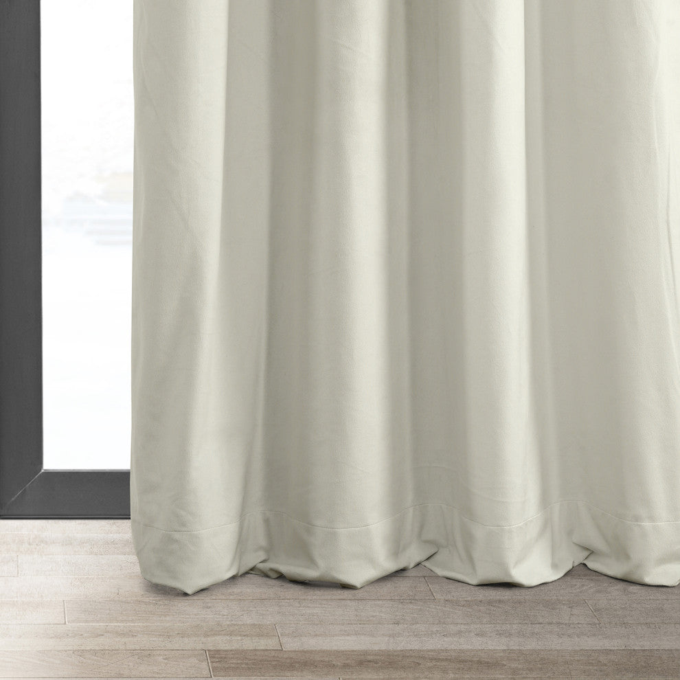 Signature Off White Grommet Blackout Velvet Curtain Single Panel, 50"x120"