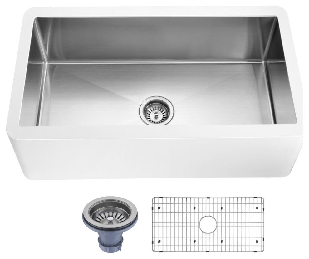 ANZZI Apollo Matte White Solid Surface Farmhouse 36" Single Bowl Kitchen Sink