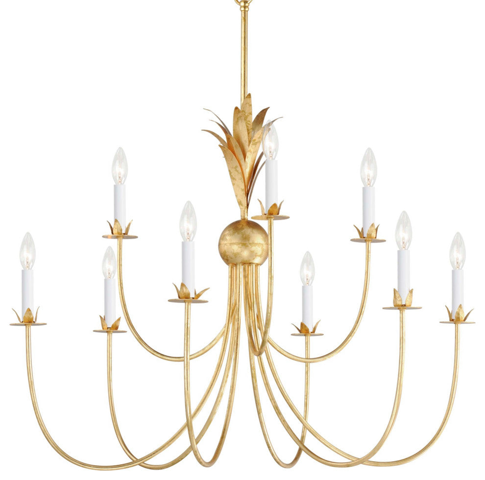 Maxim 2889 Paloma 9 Light 36"W Taper Candle Style Chandelier - Gold Leaf