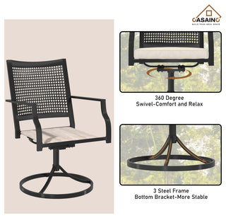 7 Piece Metal Frame Patio Dining Set, Aluminum Extendable Dining Table