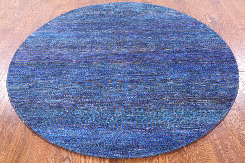 6' Round Wool and Silk Handmade Super Savannah Gabbeh Rug Q6116