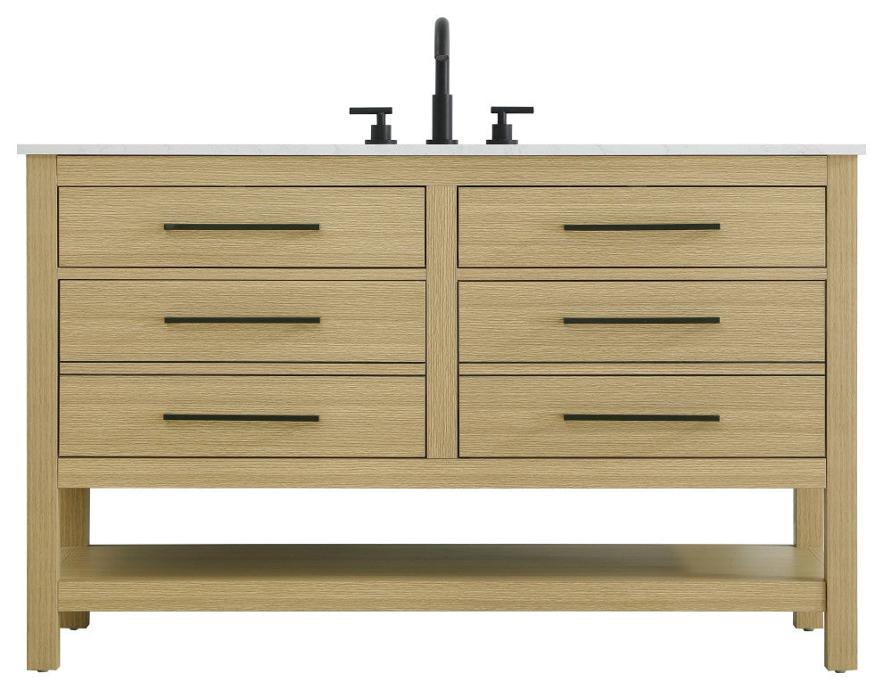 Home Living 54" Single Bathroom Vanity, Honey Brown