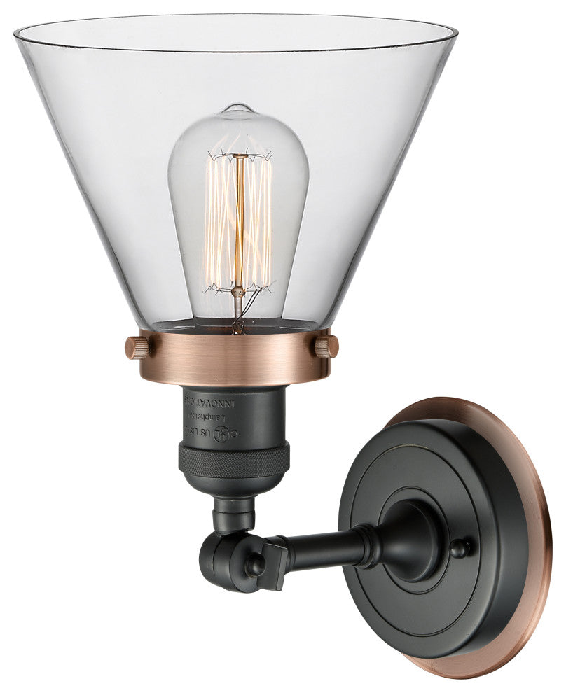 INNOVATIONS LIGHTING 203BK-BPAC-HRAC-G42 Large Cone 1 Light Mixed Metals Sconce
