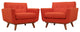 Modern Atomic Red Engage Armchair Wood Set of 2