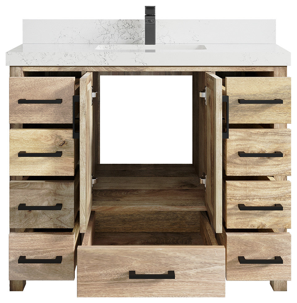 Malibu Mango 42 Single Sink Bath Vanity in White Washed 2" Empira Quartz