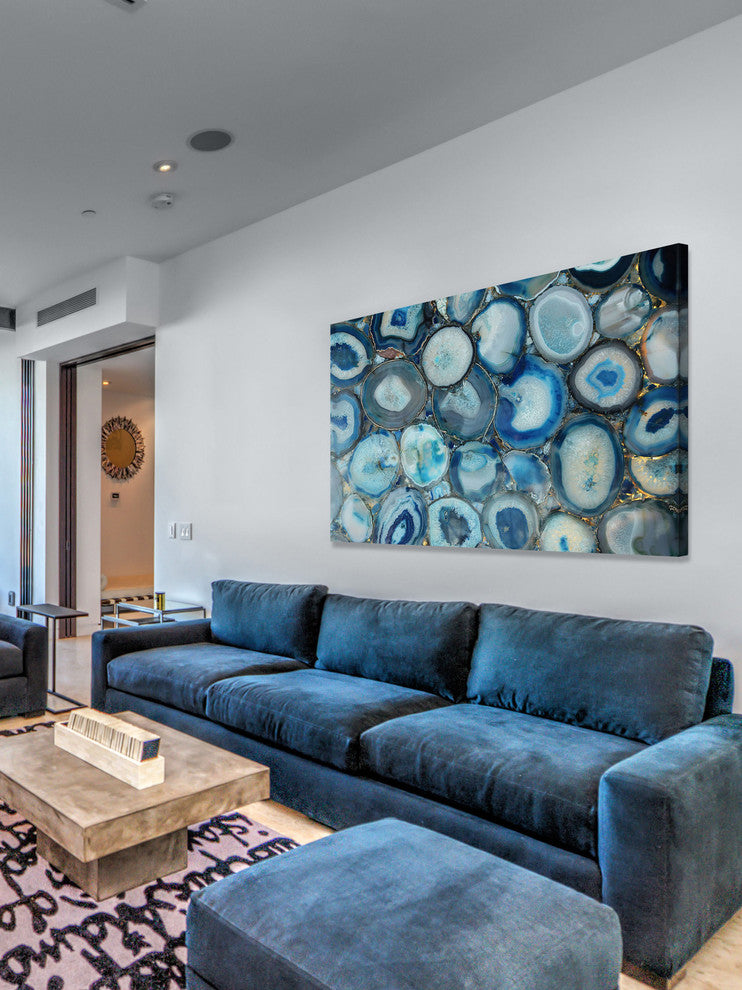 "Blue Geode Bunch" Painting Print on Canvas