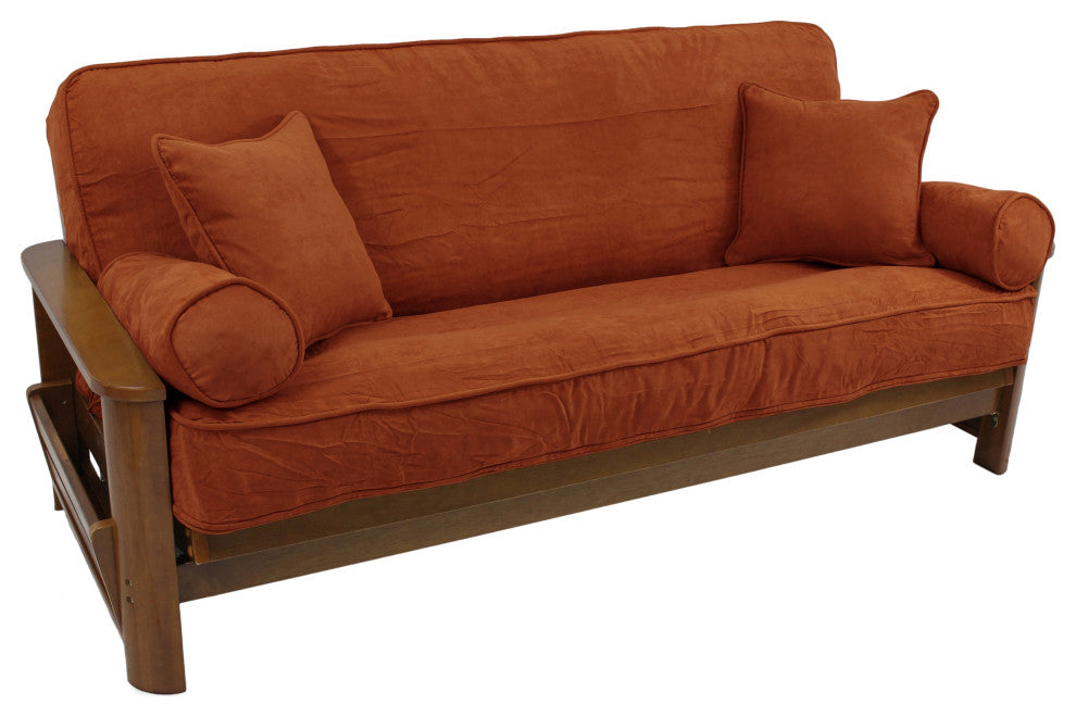 Solid Microsuede Full Futon Cover Set, Spice