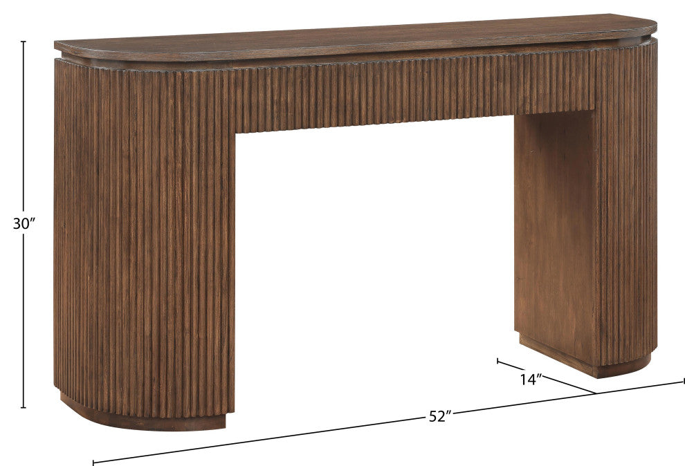 Astrid Solid Wood And Oak Veneer Vanity / Desk / Console Table, Brown