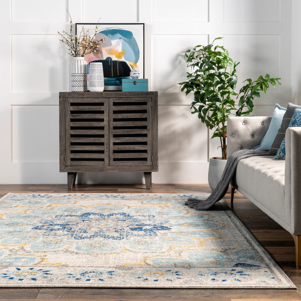 Nuloom Withered Bloom In Bouquet Area Rug, Blue 6'7"x9'