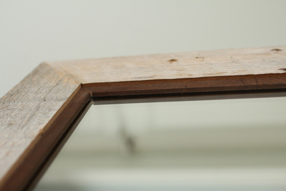 Rustic Mirror, Park City Style Barnwood With Alder Inset, 16"x20"