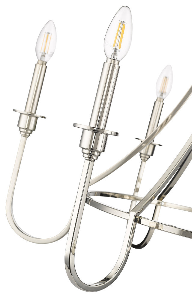 6 Light 30 in. Polished Nickel Chandelier