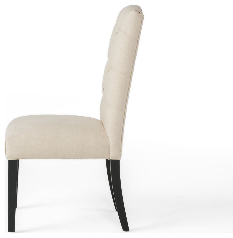 GDF Studio Prince Fabric Dining Chair, Set of 2, Natural Plain