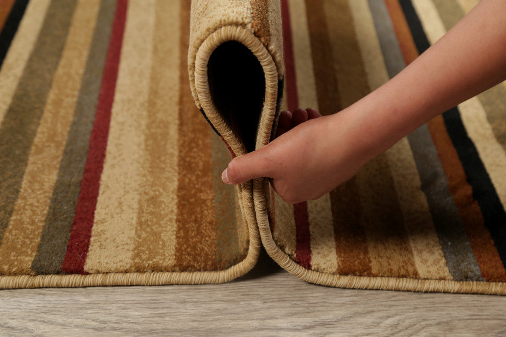 Modern Stripe Carpet Transitional Synthetic Pile Turkish Area Rug, 10'10"x7'10