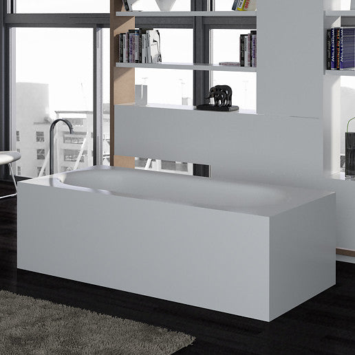 ADM Rectangular Freestanding Bathtub, Matte White, 70.8"